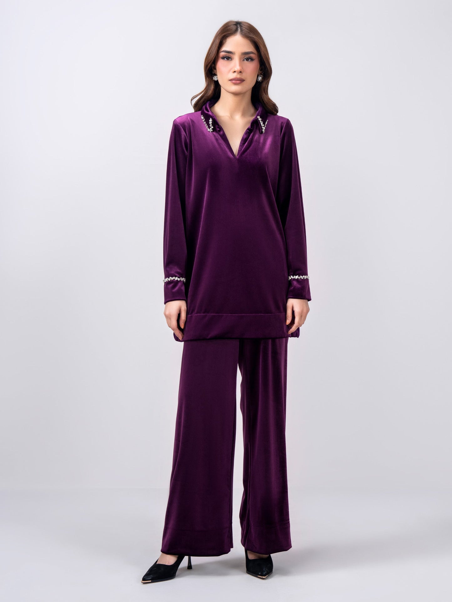 Velour Co-ord Set- Embellished