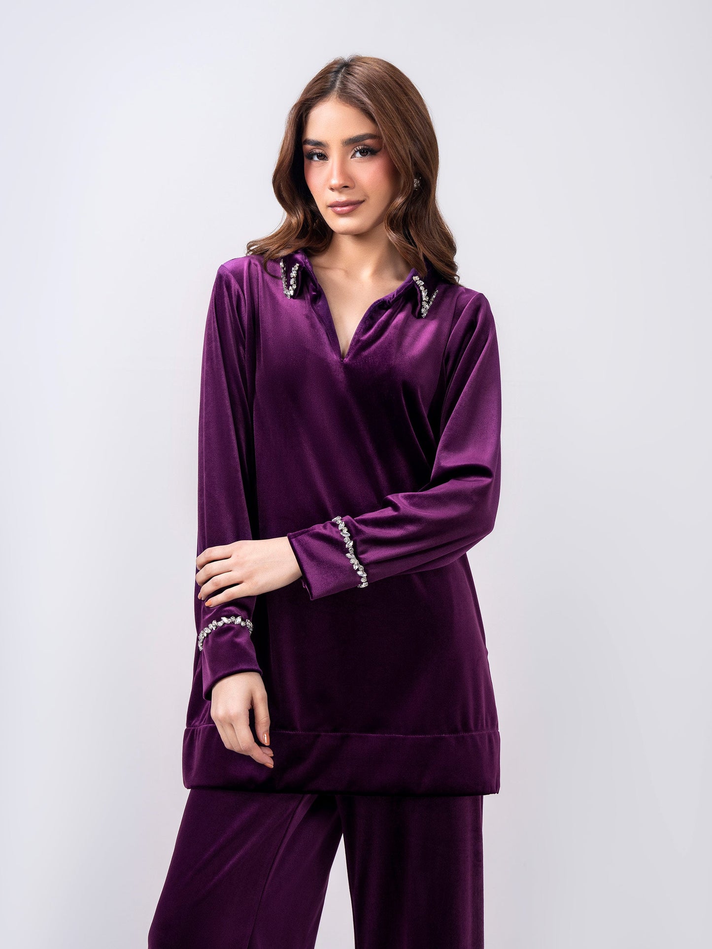 Velour Co-ord Set- Embellished