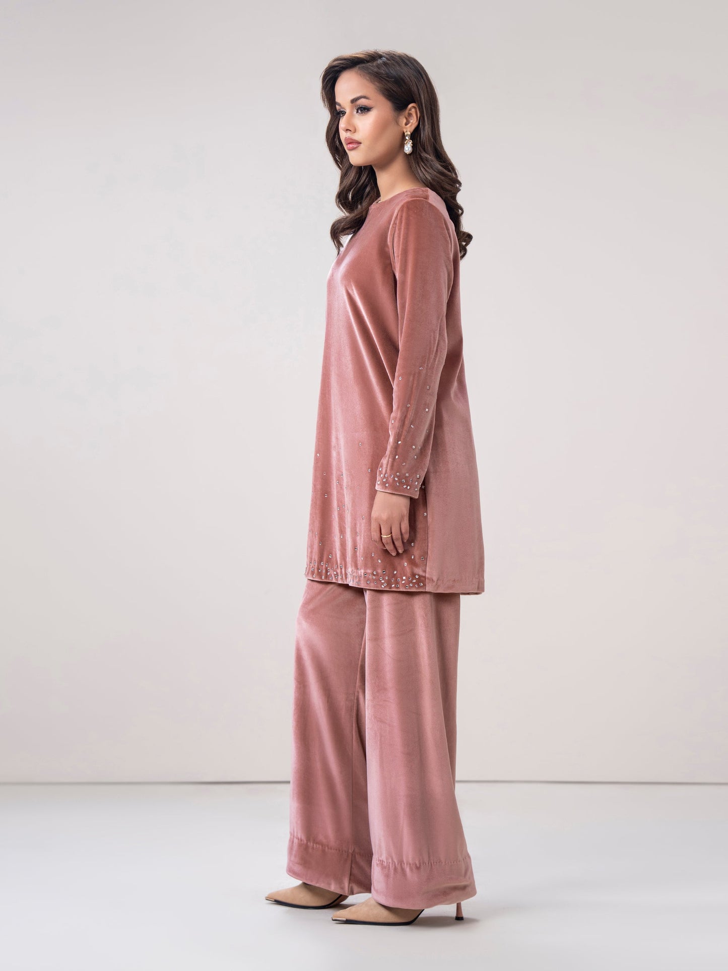 Velour Co-ord Set- Embroidered