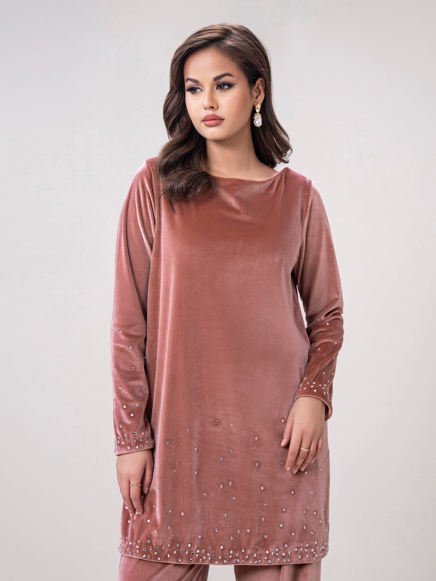 Velour Co-ord Set- Embroidered