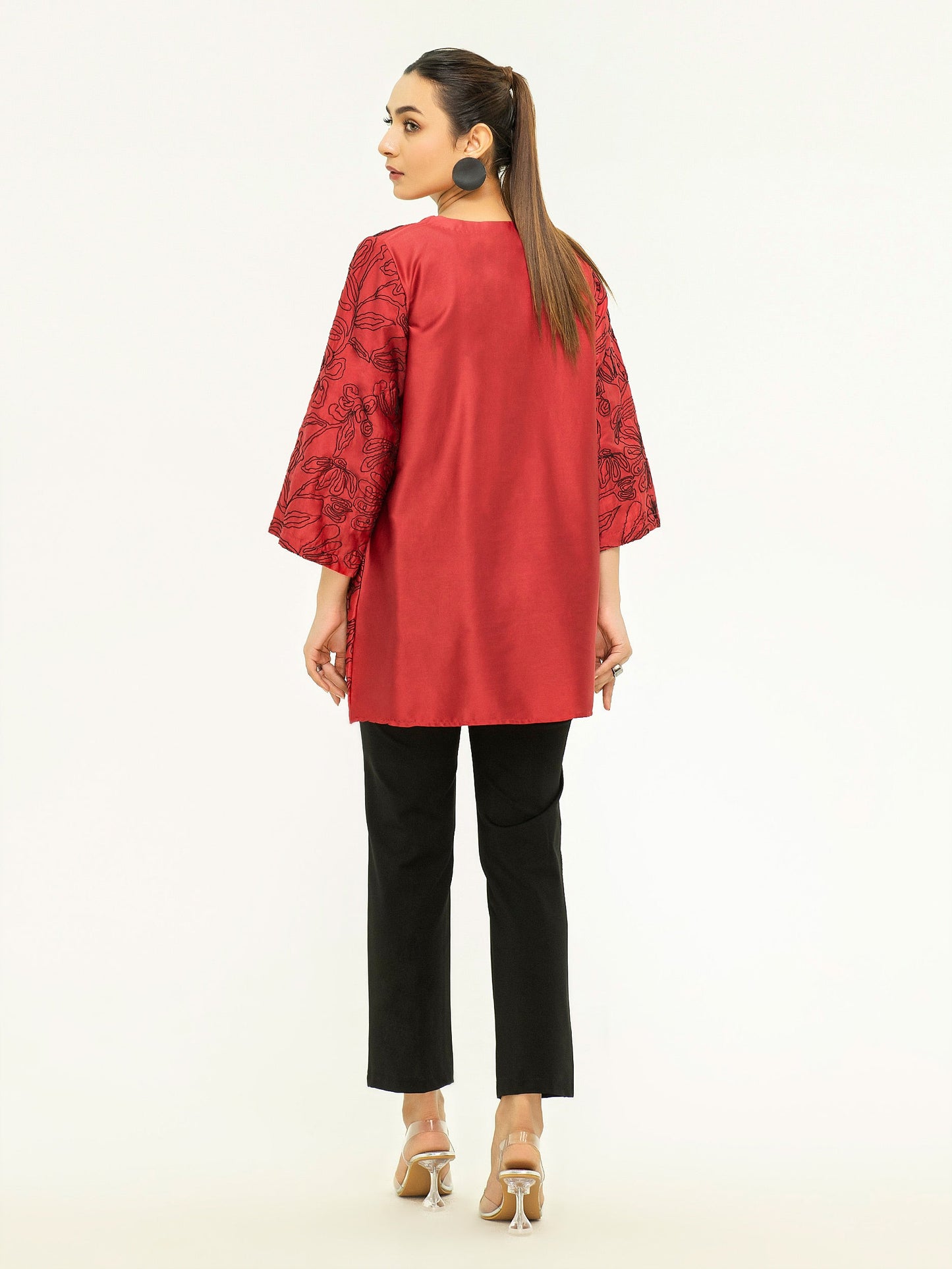 Embroidered Satin Kurti